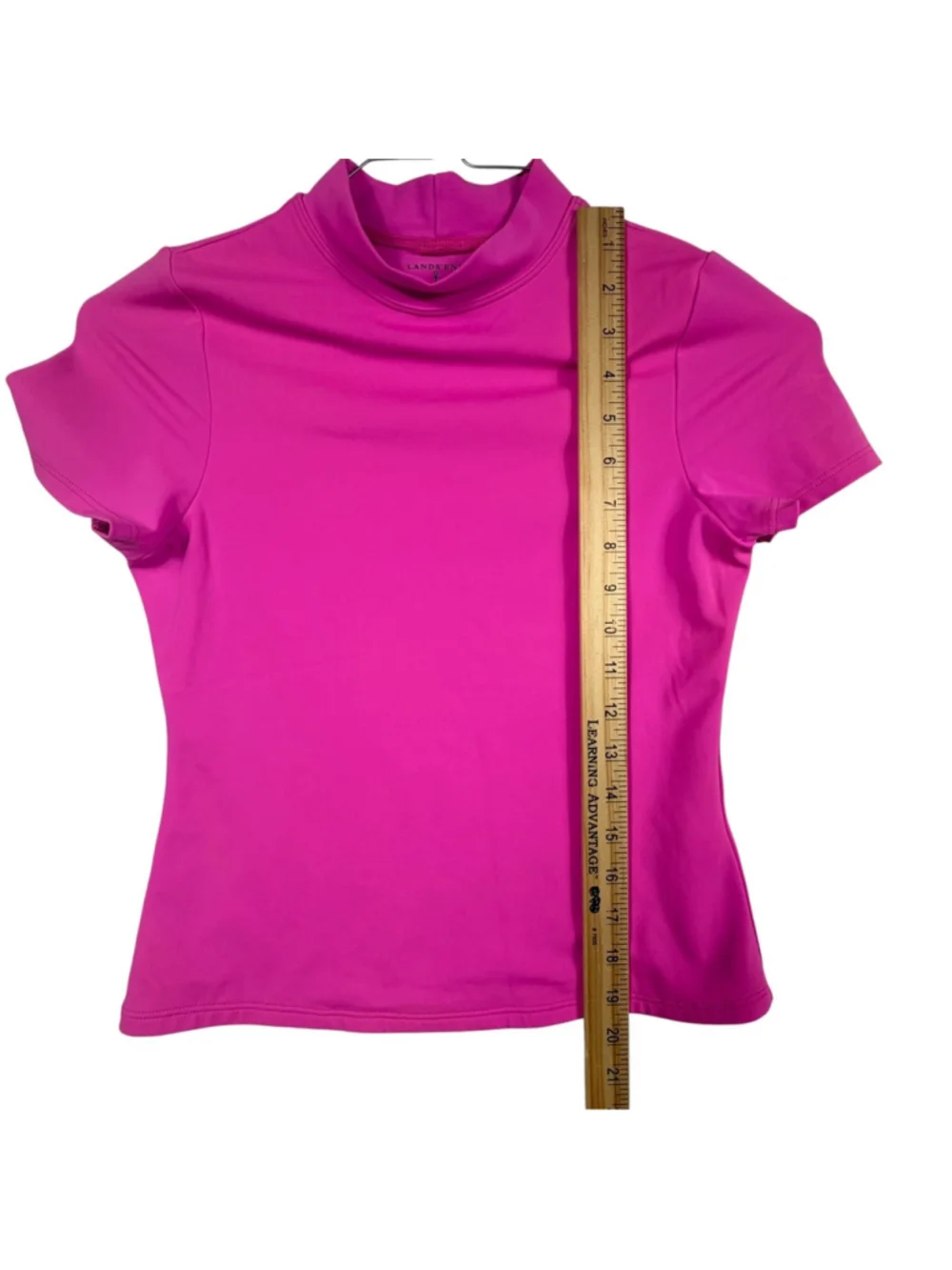Lands' End Rash Guard Swim Shirt Hot Pink Short Sleeve Mock Neck Girls M 10-12